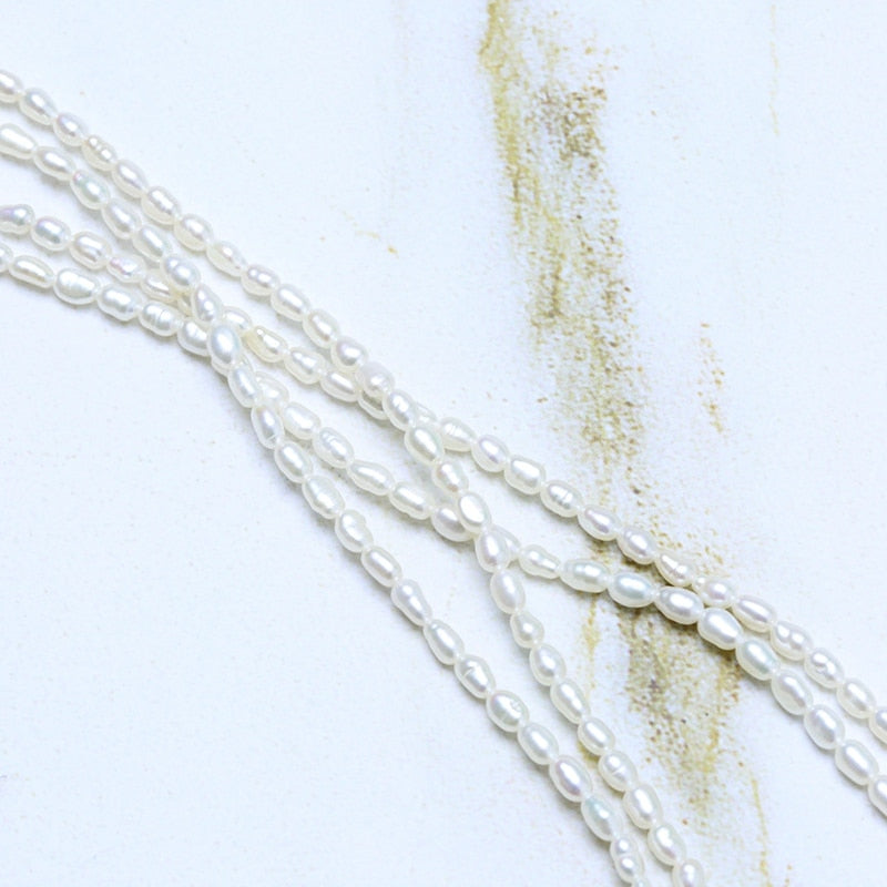 Natural 2-4mm Rice Pearl Necklace 45cm/50cm 925 Sterling Silver Choker Necklace Jewelry for Women NV