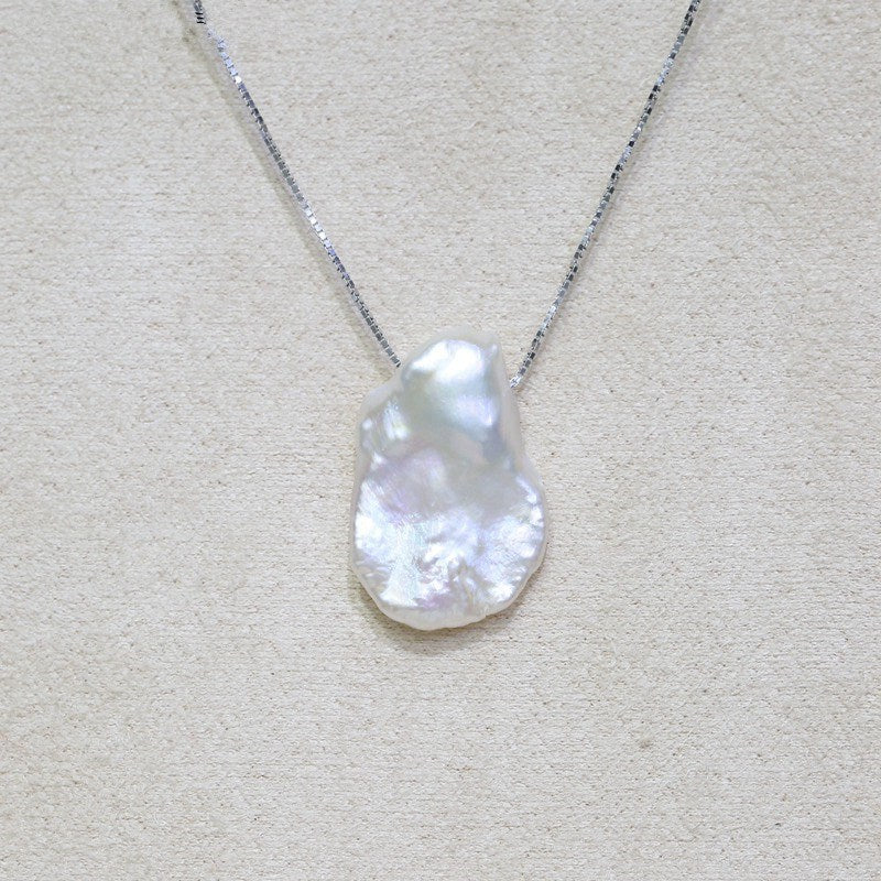 Natural Baroque WHITE Pearl Necklace, 925 Sterling Silver Pearl Jewelry For Women Gifts PG
