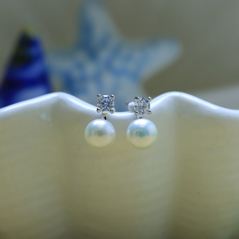 Shinny Studs Earrings 925 Silver Earrings Pearl Earrings Fine Jewelry Gifts for Women New White/Pink/Purple/Black