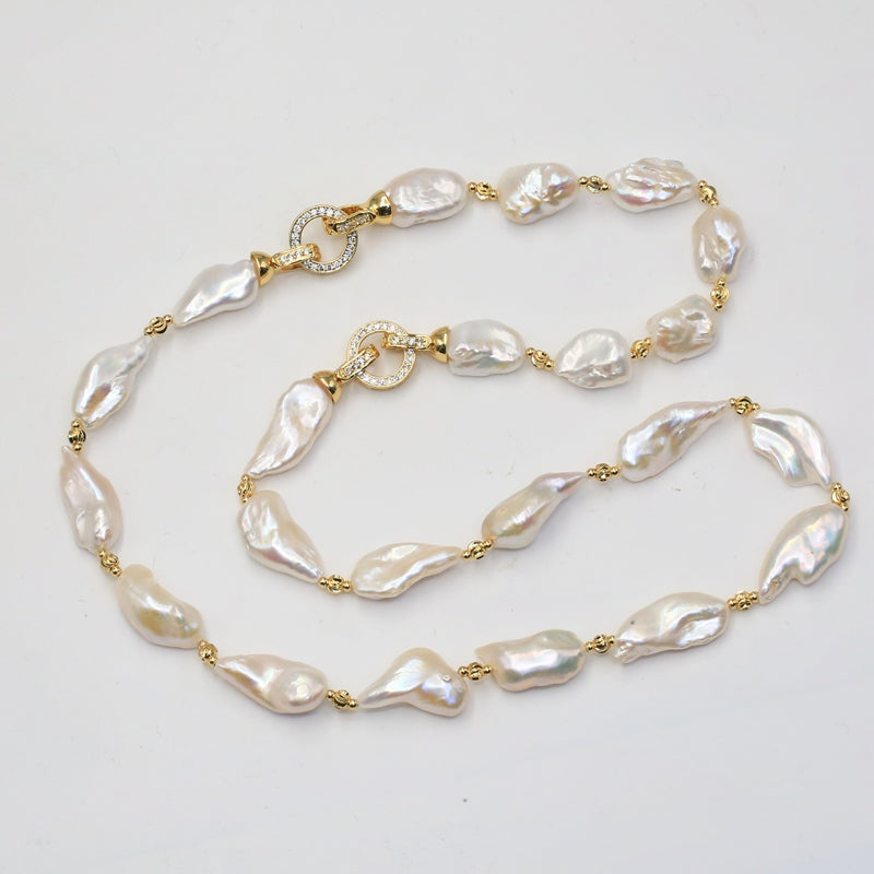 White Biwa Freeform Natural Elongate Necklace sweater chain bracelet 2020 new arrival THREE WAYS CAN WEAR