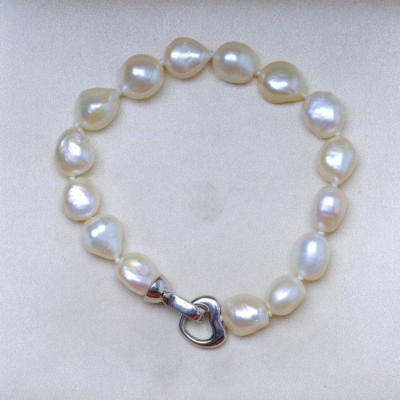 White Natural Pearl Bracelet for Women Heart Hook Classic Real Pearl Bracelet 10-11MM AMAZING PRICE