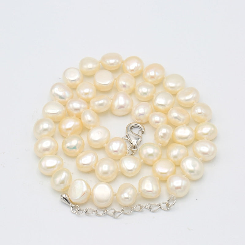 geometric beads chokers necklace white blue grey 9-10mm natural pearls decration jewelry gifts for mother