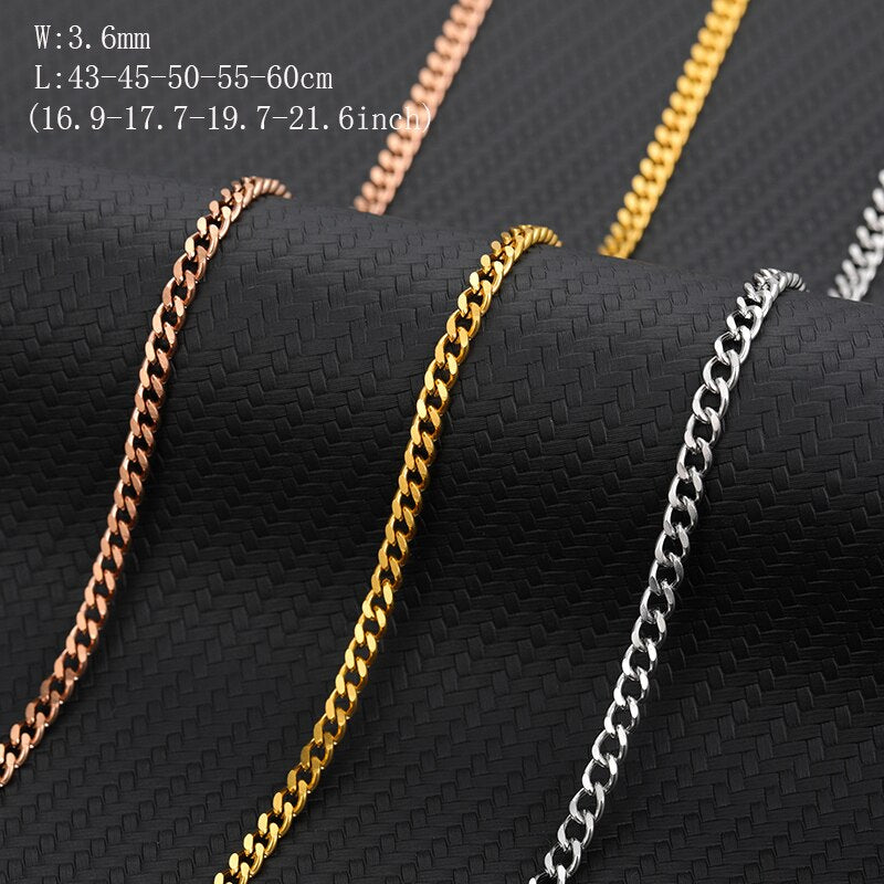 Basic Punk Stainless Steel Necklace for Men Women Curb Cuban Link Chain Chokers Vintage Gold Golor Chains Christmas Gift