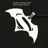 Bat Necklace Bruce Wayne Dark Knight Dawn of Justice Gotham Superhero Silver Color S Letter Pendant Jewelry Cosplay