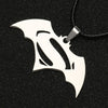 Bat Necklace Bruce Wayne Dark Knight Dawn of Justice Gotham Superhero Silver Color S Letter Pendant Jewelry Cosplay