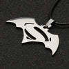 Bat Necklace Bruce Wayne Dark Knight Dawn of Justice Gotham Superhero Silver Color S Letter Pendant Jewelry Cosplay