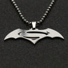 Bat Necklace Bruce Wayne Dark Knight Dawn of Justice Gotham Superhero Silver Color S Letter Pendant Jewelry Cosplay