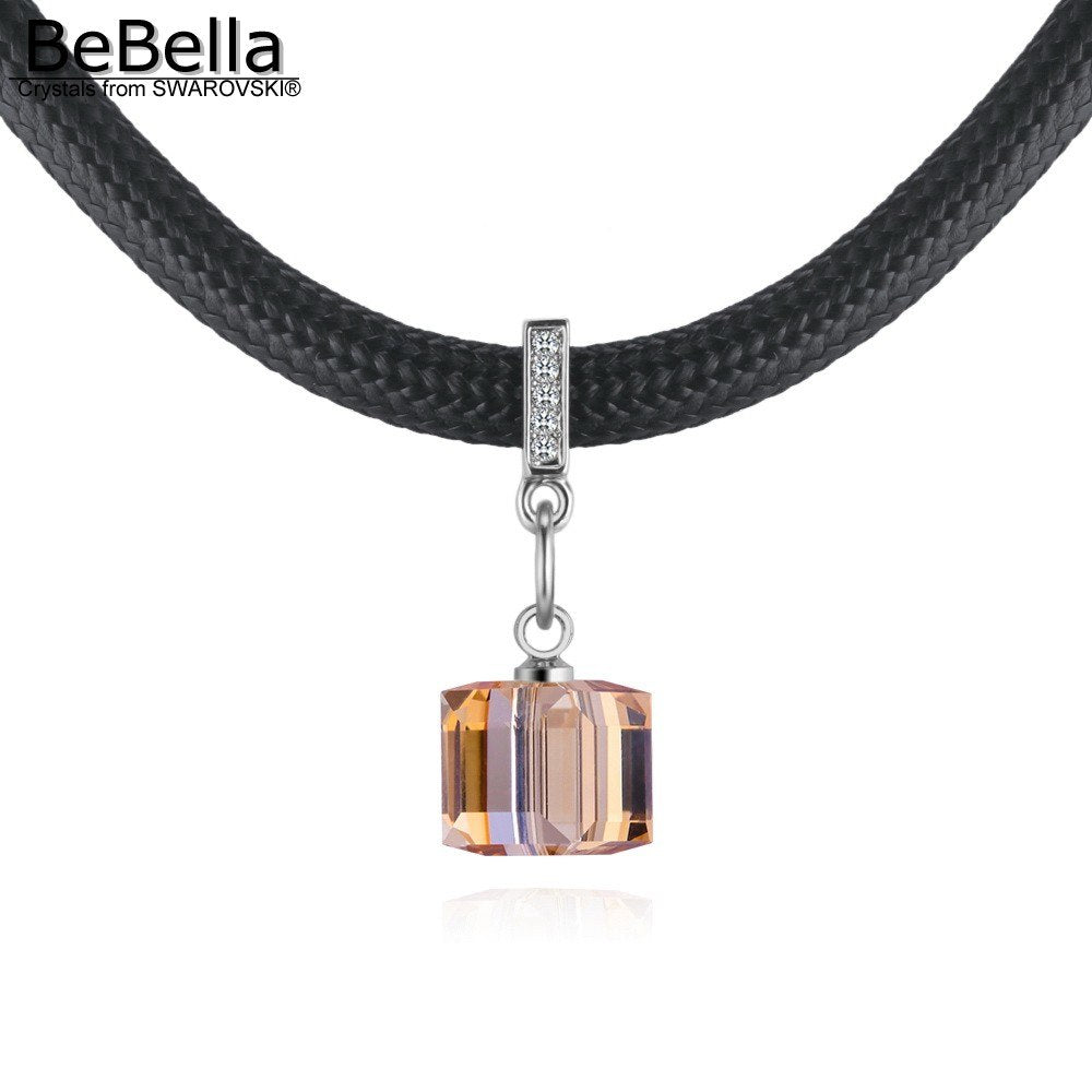 colorful cube pendant necklace with Crystal from Swarovski for elegant fashion women girl ladies wedding guest gift 2020