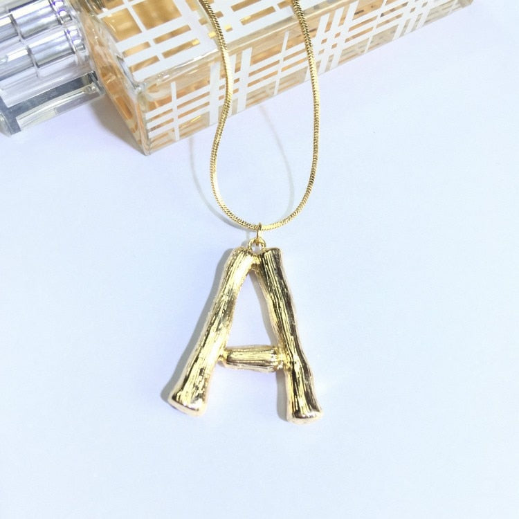 Oversized capital Initial Necklace Custom Name Large 26 Letters Alphabet Punk Style Gold Color Alloy Jewelry for Women