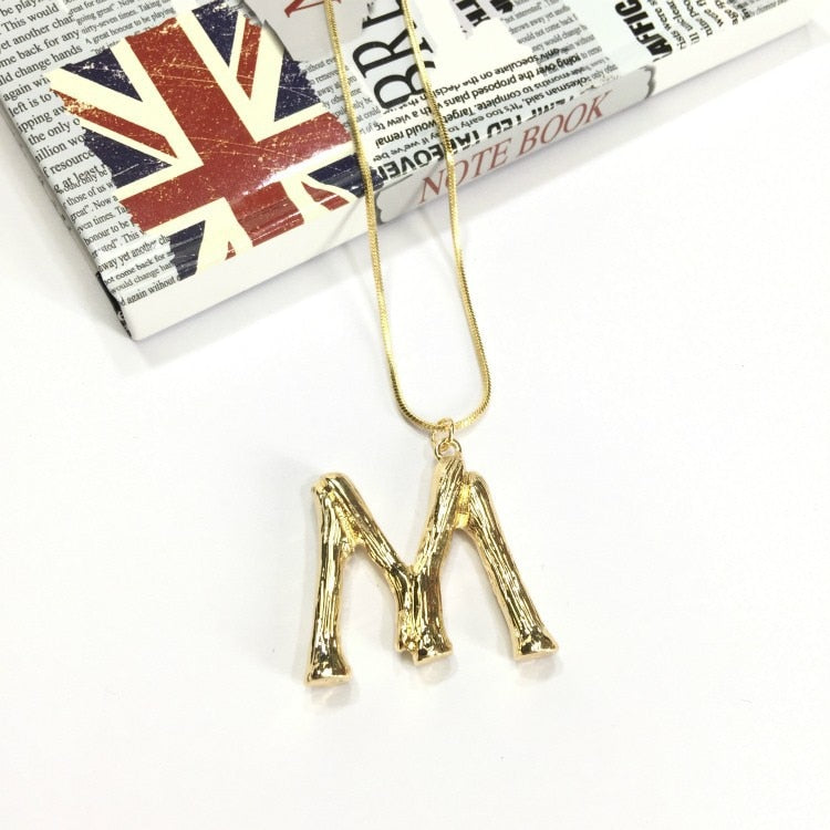 Oversized capital Initial Necklace Custom Name Large 26 Letters Alphabet Punk Style Gold Color Alloy Jewelry for Women
