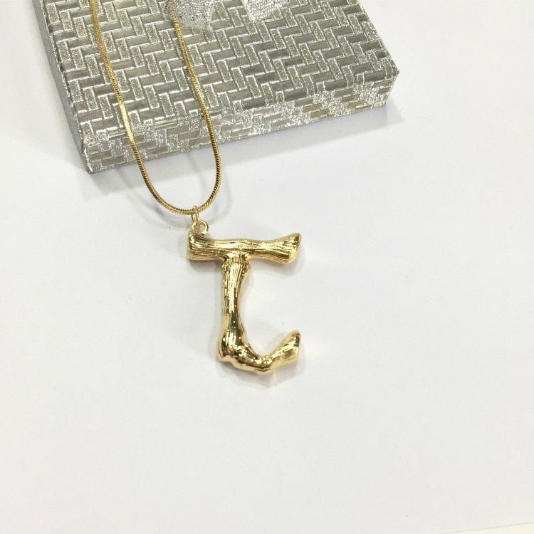 Oversized capital Initial Necklace Custom Name Large 26 Letters Alphabet Punk Style Gold Color Alloy Jewelry for Women