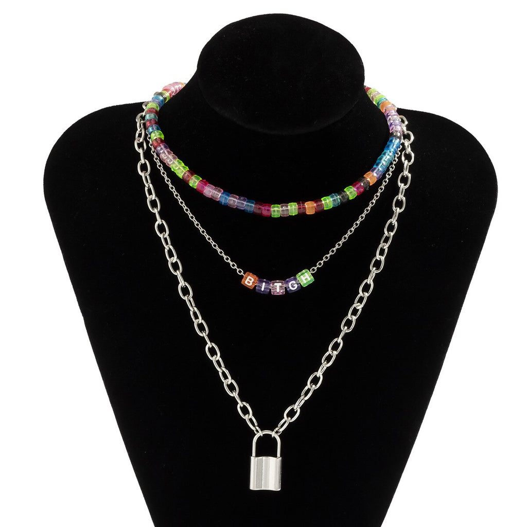 Beach Ethnic Style European and American Beaded Necklace Colorful Acrylic Imitation Pearl Necklaces for Women Jewlery