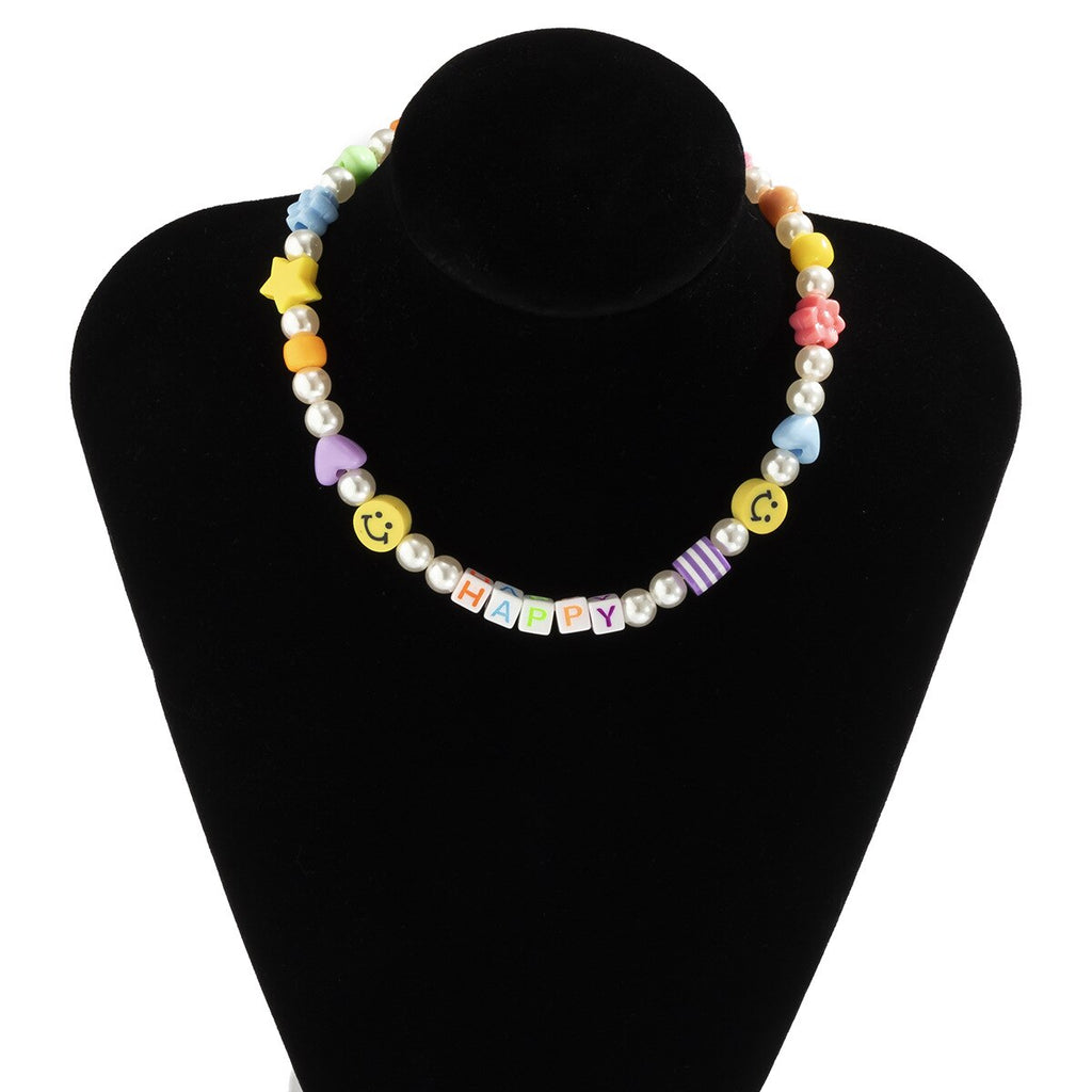 Beach Ethnic Style European and American Beaded Necklace Colorful Acrylic Imitation Pearl Necklaces for Women Jewlery
