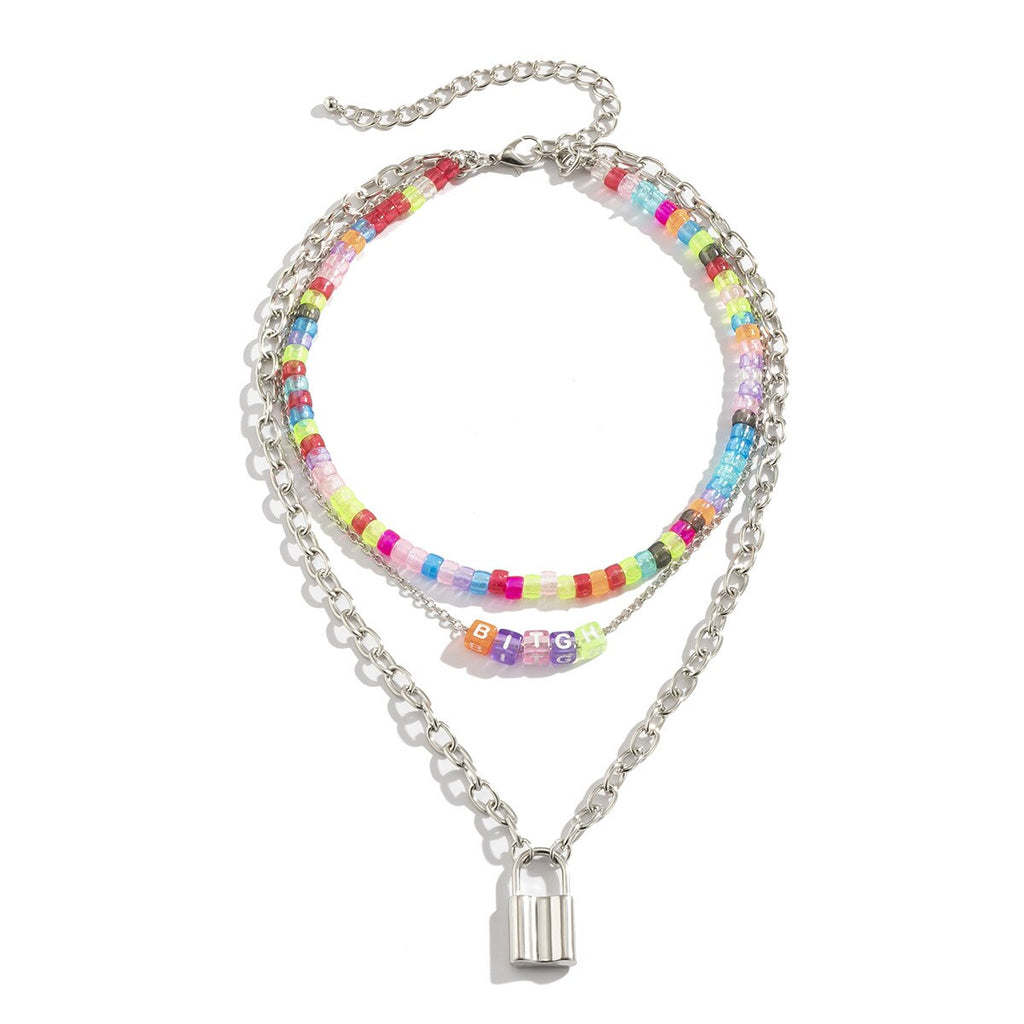 Beach Ethnic Style European and American Beaded Necklace Colorful Acrylic Imitation Pearl Necklaces for Women Jewlery