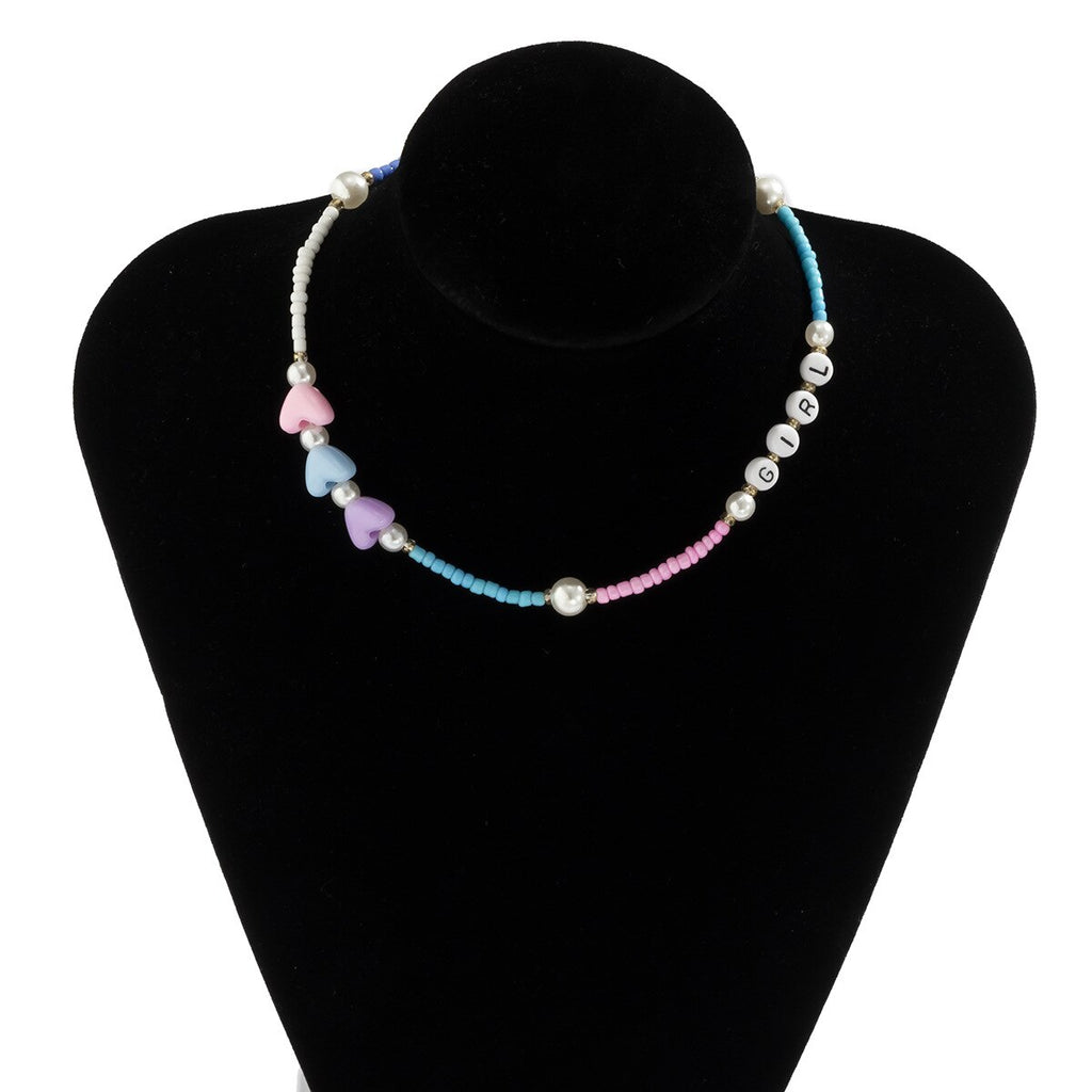 Beach Ethnic Style European and American Beaded Necklace Colorful Acrylic Imitation Pearl Necklaces for Women Jewlery