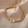 Bead Chain Butterfly Bracelets For Women Stainless Steel Gold Color Butterfly Pendant Bracelet Femme 2023 Trend Couple Jewerly