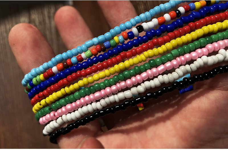 Bead Necklace Handmade Seed Bead Choker Colorful Bohemian Colorful Beaded Short Collar Necklace Women'S Jewelry Gift