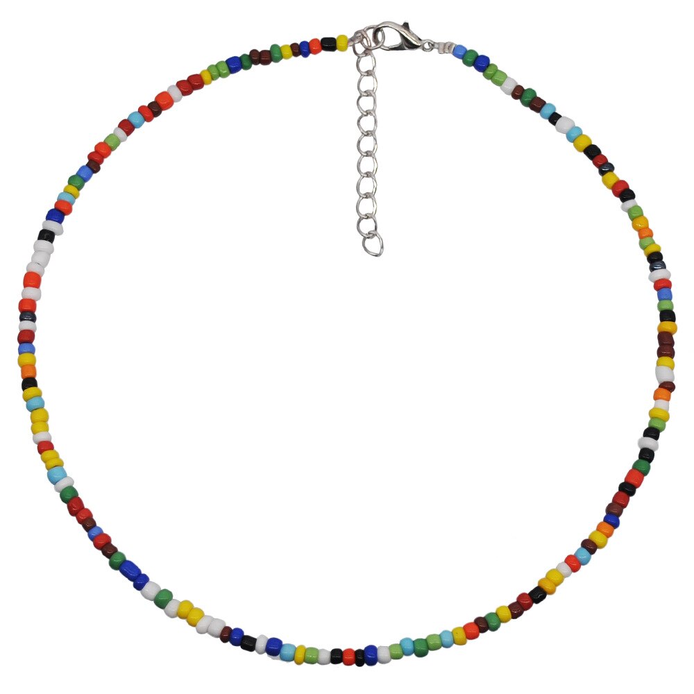 Bead Necklace Handmade Seed Bead Choker Colorful Bohemian Colorful Beaded Short Collar Necklace Women'S Jewelry Gift