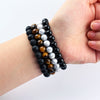 Beaded Bracelet 8mm Natural Stone Beads Men's Gorgeous Semi-Precious Black Onyx Lava Tiger Eye Healing For Women Men Jewelry