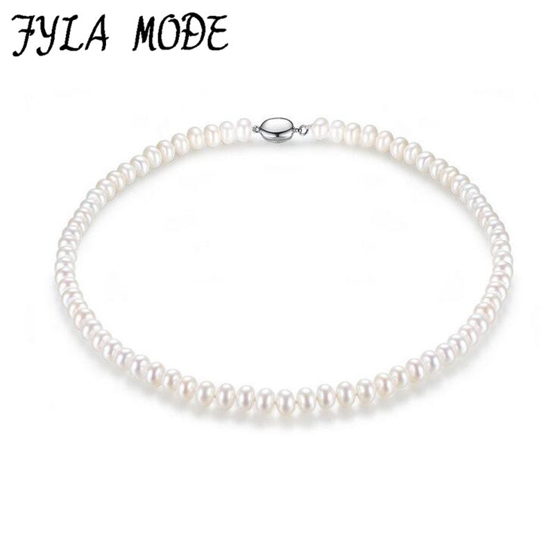 Beaded Choker Necklaces 2020 Fashion Wedding Jewelry 7-8mm Round Pearl White Pink Purple Torques For Women Gifts