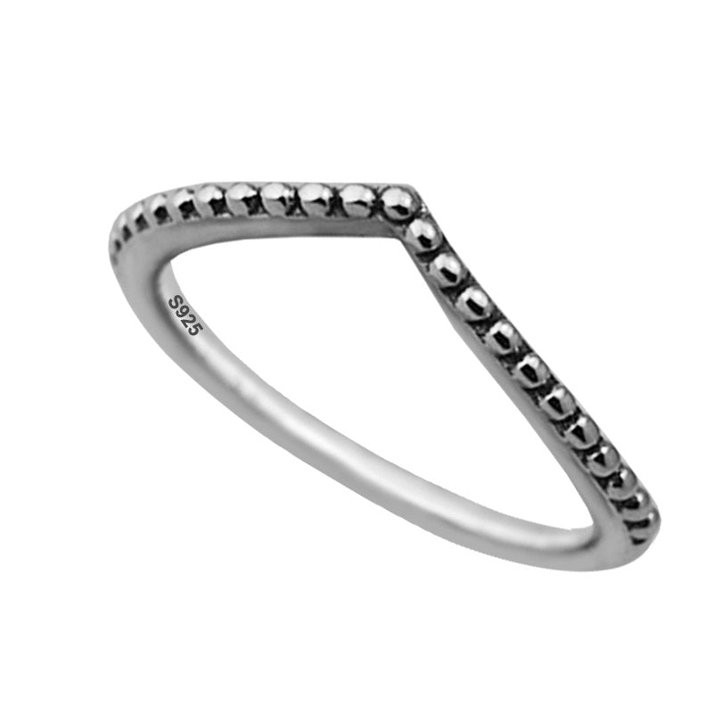 Beaded Ring 100% 925 Sterling Silver Wish Rings for Women Girl Gift DIY Fine Jewelry PFR137