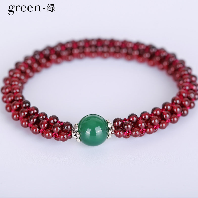 Beaded garnet bracelet for women Fancy beaded garnet jewelry of bracelets