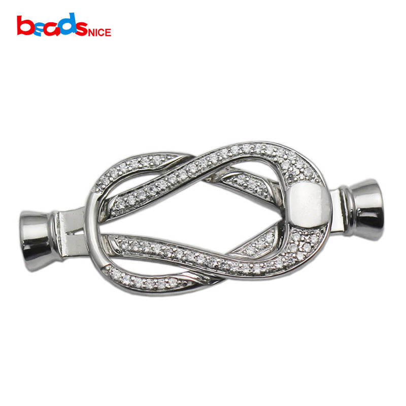 Clasp Buckle Sterling Silver Jewelry Clasp with End Caps CZ Micro Pave Interlocking Clasp for Beading ID 35297