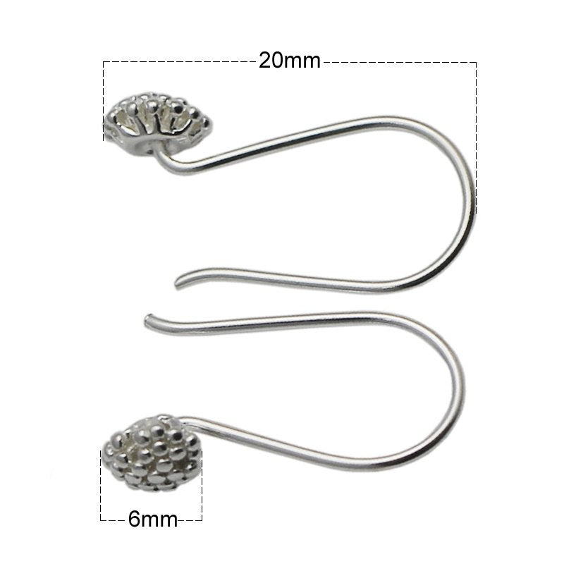 French Ear Wires Flower Ear Hooks 925 Sterling Beaded Earwires Earring Findings Nice Gift for Her ID 34922