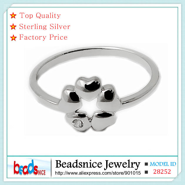 ID28252   new design silver 925 heart clover ring stacking silver midi rings