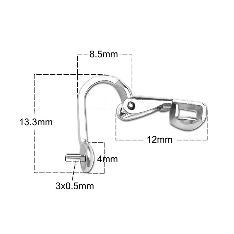 ID28458 100% pure 925 sterling silver leverback earring clips of earring components