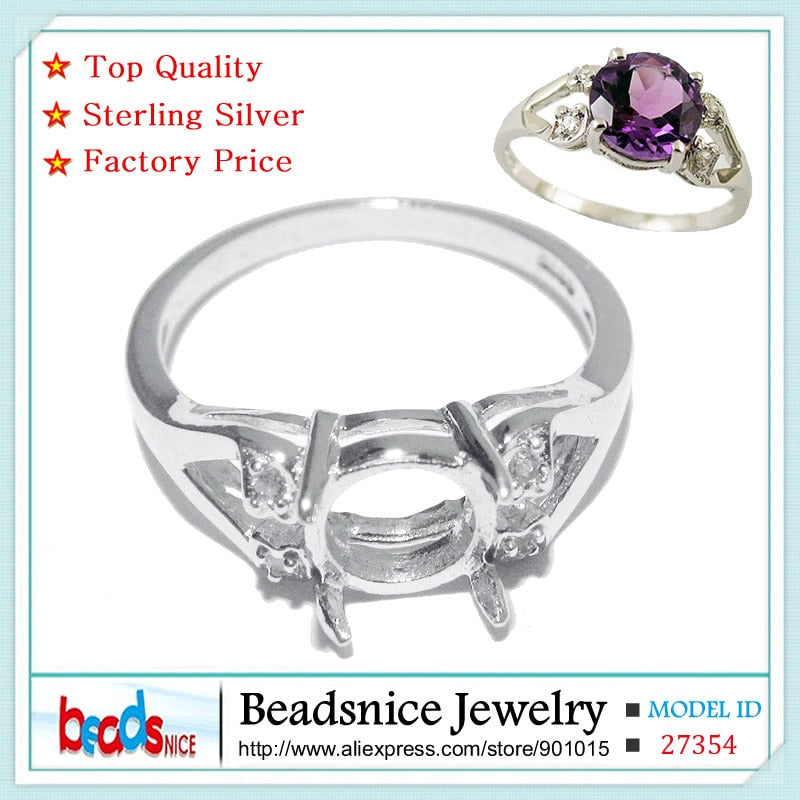 ID28462 925 sterling silver fine jewelry accessories   diy handmade unique semi mount ring settings round gem