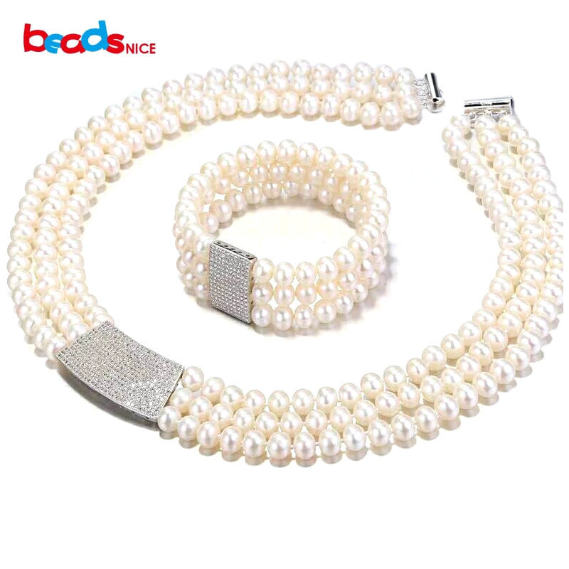 elegent pearl jewelry sets   top quality pearl bracelet and multi layer necklace women ID30660