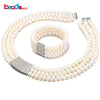 elegent pearl jewelry sets   top quality pearl bracelet and multi layer necklace women ID30660