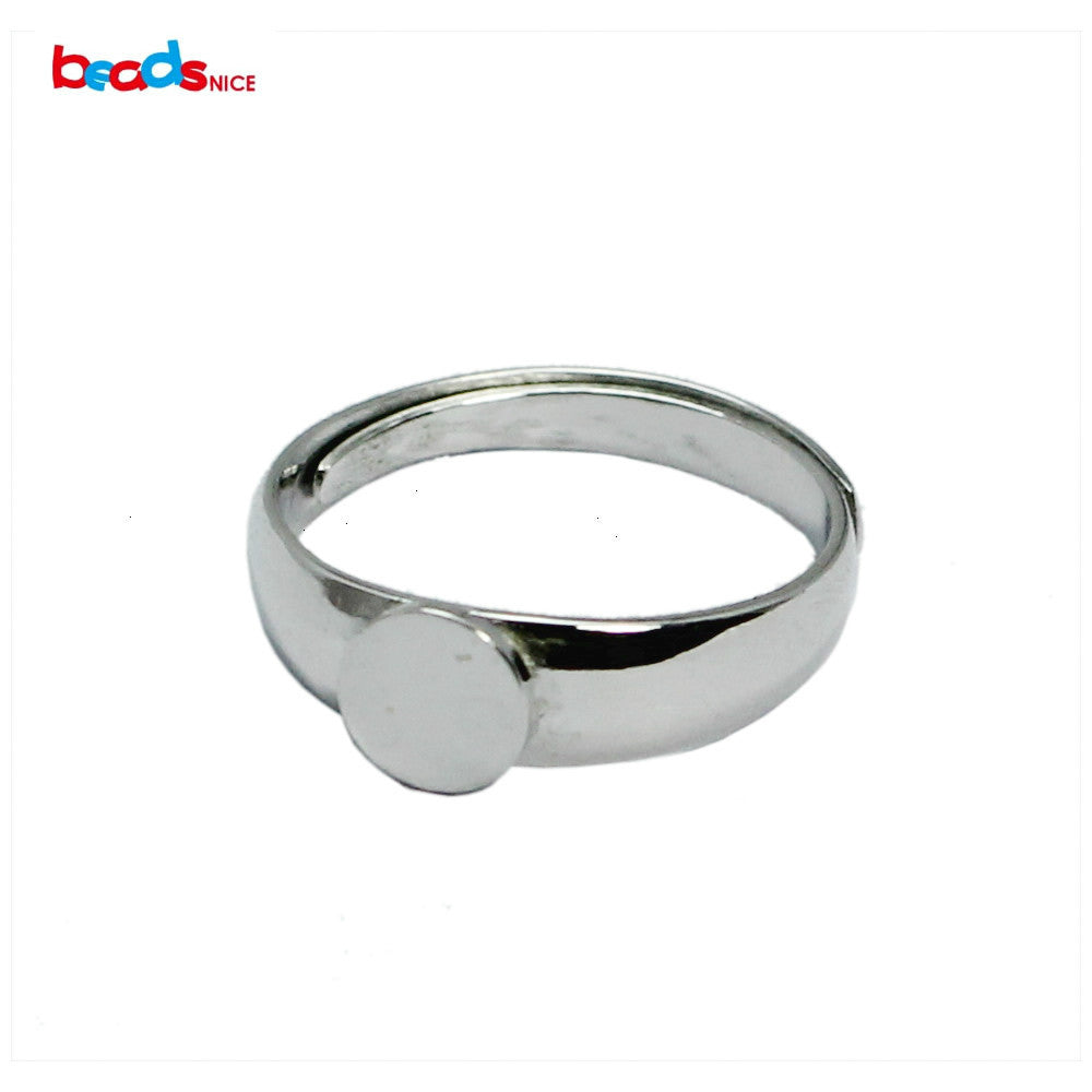 fashion DIY 925 silver ring with flat round pad 6mm   accessories rings handmade jewelry women ID 33486