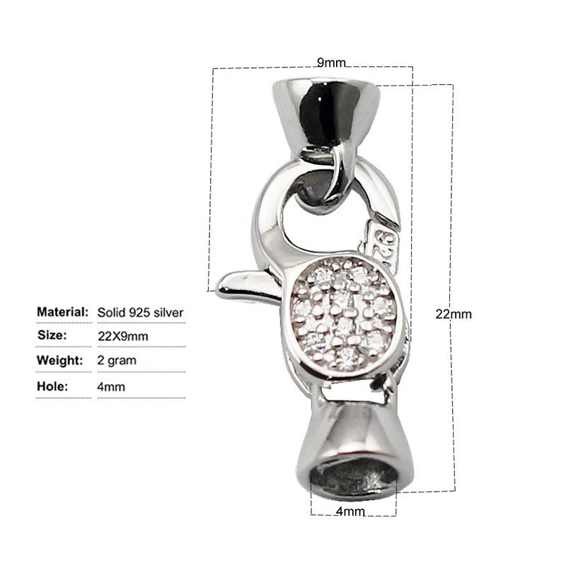sterling silver lobster clasps for bracelets and necklace fits 4mm beads clasp for jewelry making ID 30452