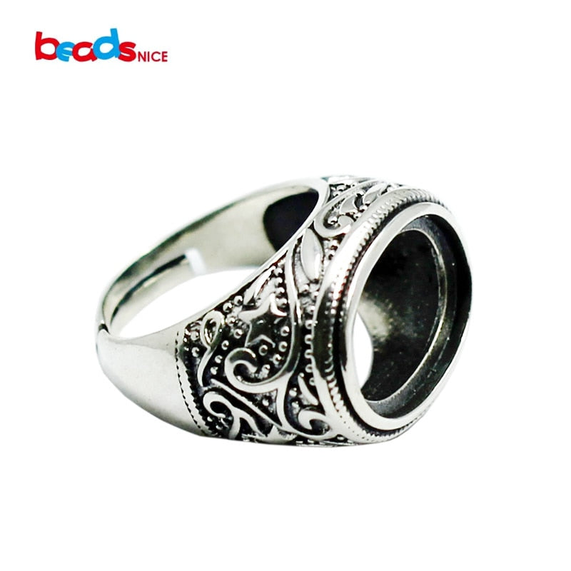silver handmade rings jewelry women semi mount ring setting fit 15.5x11.5mm oval stone ring designs ID32371