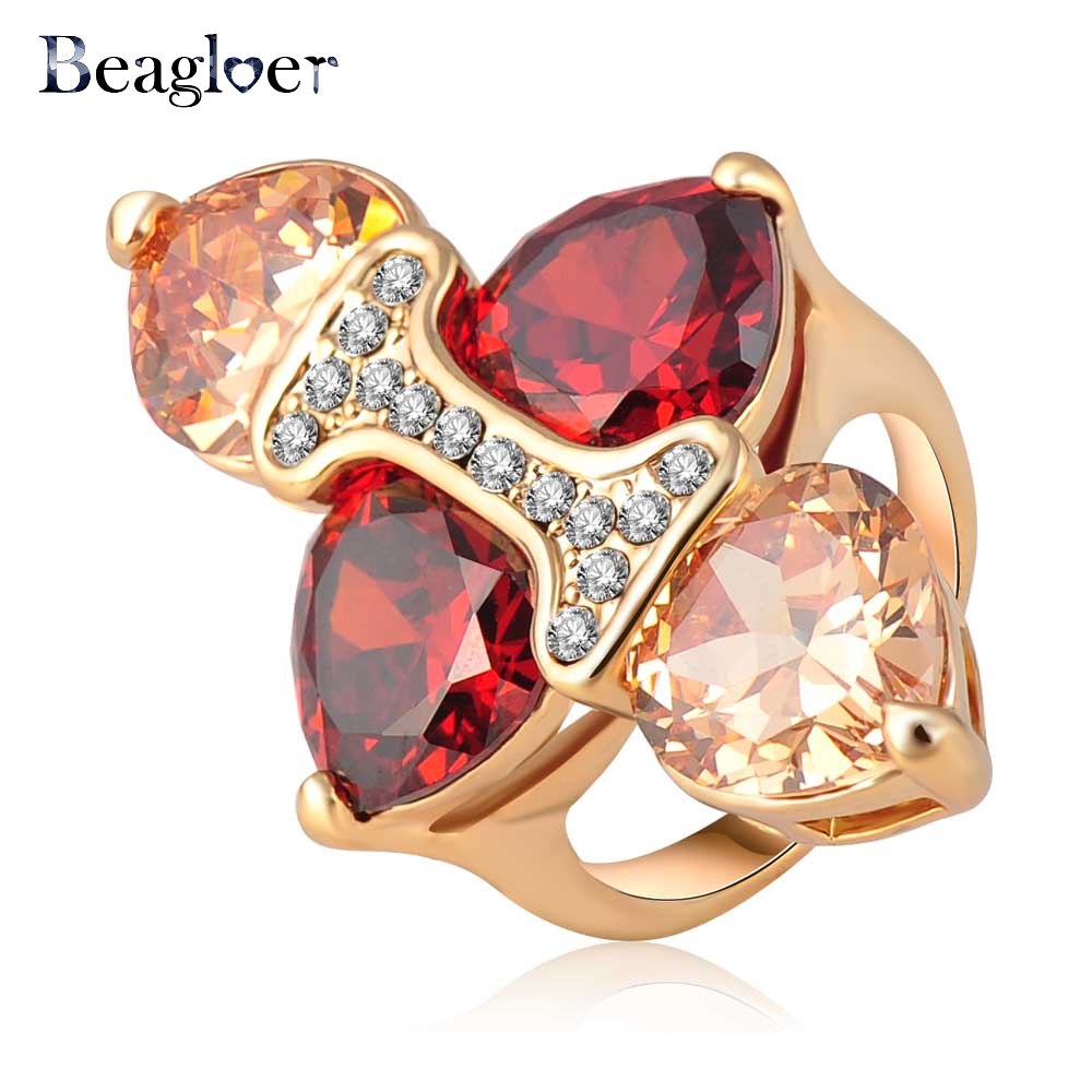 Unique Design Gold Color Genuine Austrian Crystal Elements Cross Ring With LetterI 22*37mm Ri-HQ0275
