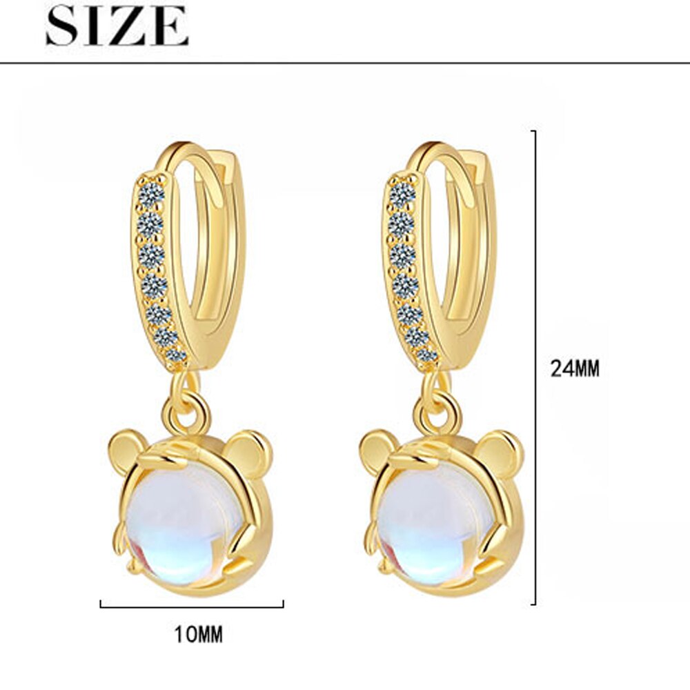 Bear Earrings For Women 925 Stamp Gold Silver Color Korean  Designer Jewelry Accessories 2022 Trend Christmas