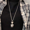 Bear Necklace Couple Sweater Chain Snake Bones Chain Metal Hip-hop Cool Earth Cute South Korea Vintage Teddy Bear Pendant Unisex
