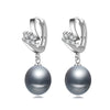 Beautiful 925 sterling silver earrings for women,bridal cultured natural black white pearl earrings