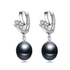 Beautiful 925 sterling silver earrings for women,bridal cultured natural black white pearl earrings