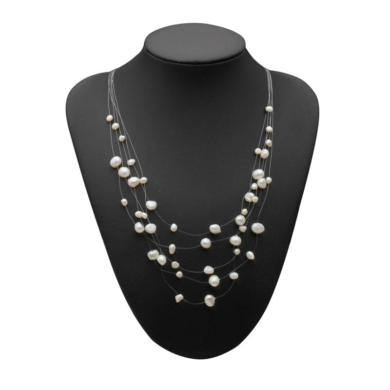 Beautiful Baroque Multi-layer Pearl Necklace for women 925 sterling silver Nine Natural pearl colors necklace