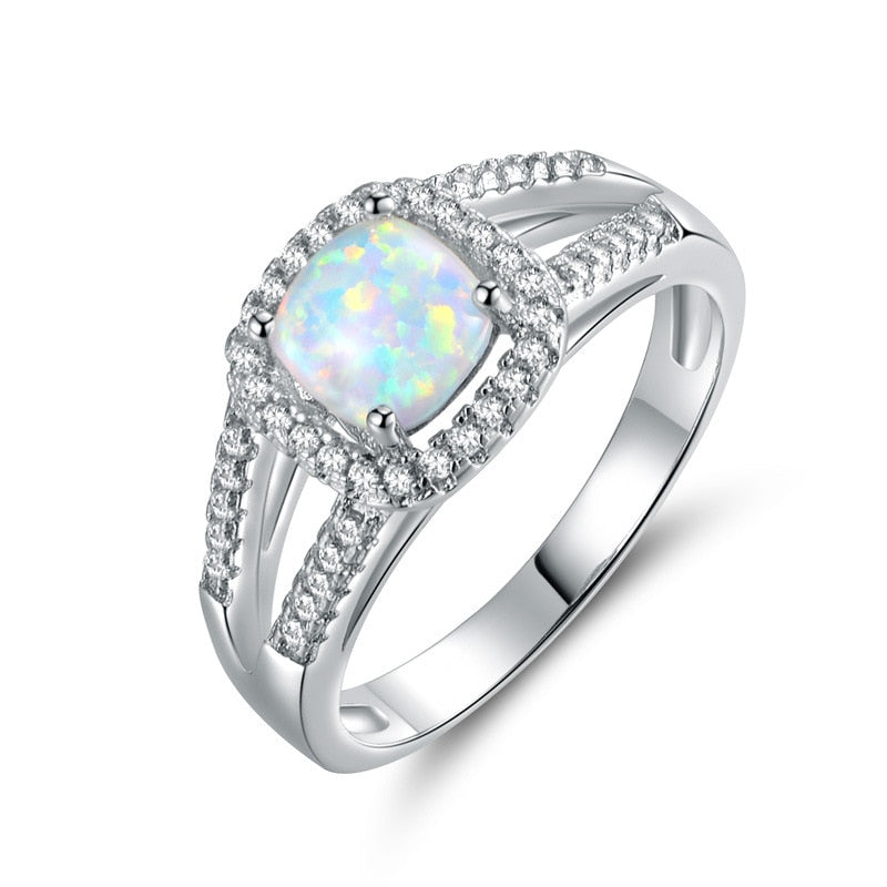 Beautiful Cute Simple Round Jewelry White Fire Opal cz Champagne Crystal from Austrian Ring For Women Wholesale