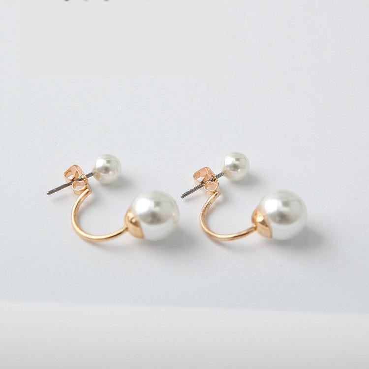 Beautiful Fashion Simulation Pearl Earrings For Female Gold Jewelry Double Pearl Earrings Wedding Jewelry Wholesale