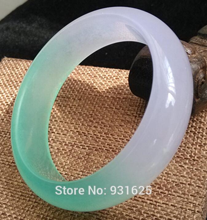 Beautiful Natural White Green Yu Lucky Bangle Handmade Bracelet Fashion woman's White Green Bangles Fine Jewelry 55-62mm