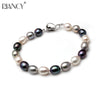 Beautiful Natural Multicolor pearl bracelet women wedding charm bracelet 925 silver jewlery girl birthd gift box