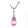 Beautiful Pink Or White Opal Necklace Silver Plated Water Drops Pendant 45CM Fine Chain Fashion Jewelry For Women Wedding