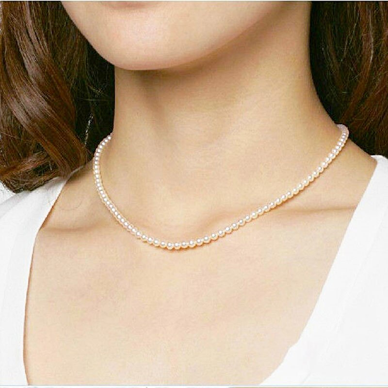 Beautiful White Imitation Pearl Choker Necklace Big Round Pearl Wedding Necklace for Women Charm Jewelry