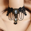 Beautiful girl head Water Drops Pendant Necklace Gothic Style Black Hollow out Lace Choker Necklace Velvet Choker Big choker