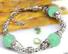 Beautiful handmade the Tibet silver green jade bracelet 7.5 ~ 8 inches